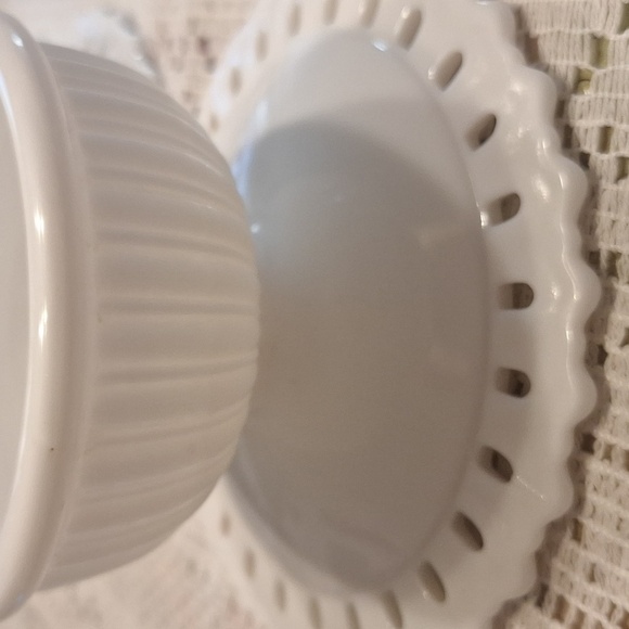 Vintage Fostoria Randolph Milk Glass Hurricane Candle Holders - Picture 6 of 9